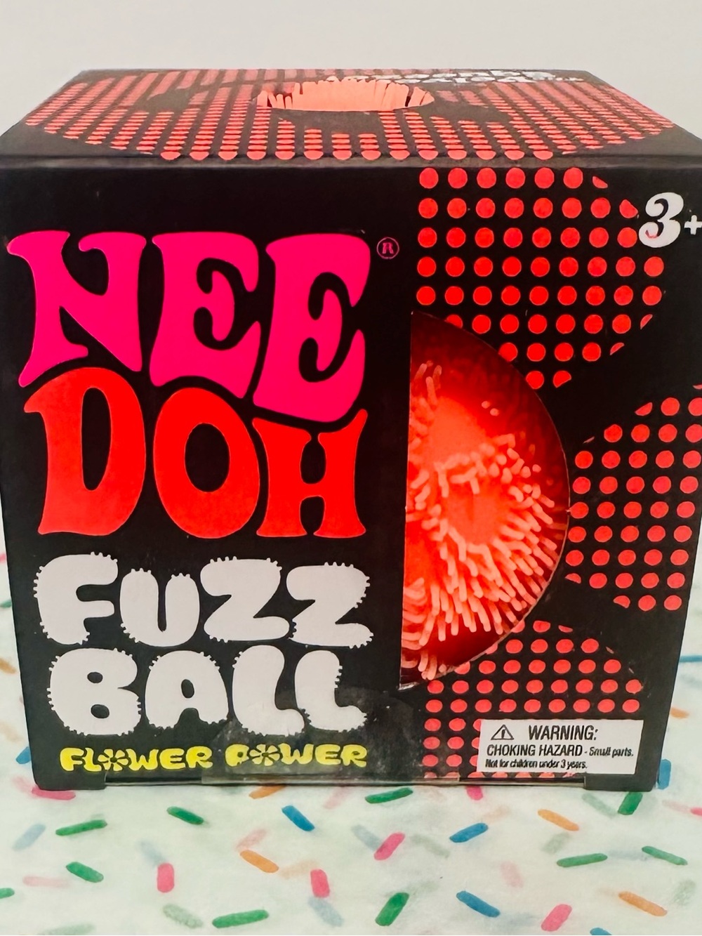 NeeDoh Pink-Orange Fuzz Ball Sensory Toy